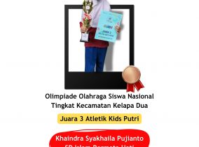 Khaindra Syakhaila Pujianto – Juara 2 Atletik Kids Putri pada O2SN tingkat Kec. Kelapa Dua 2026