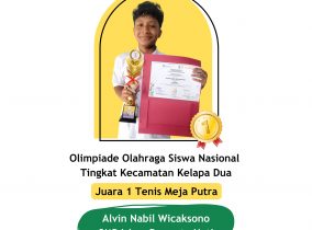 Alvin Nabil Wicaksono – Juara 1 Tenis Meja Putra pada O2SN tingkat Kec. Kelapa Dua 2026 Alvin Nabil Wicaksono – Juara 1 Tenis Meja Putra pada O2SN tingkat Kec. Kelapa Dua 2026