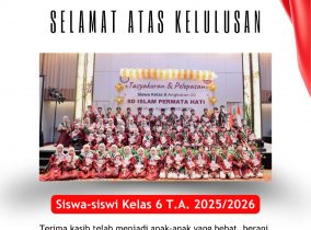 Selamat atas kelulusan siswa-siswi kelas 6 Tahun Ajaran 2025/2026 (angkatan 20)
