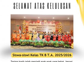 Selamat atas kelulusan siswa-siswi kelas TK B Tahun Ajaran 2025/2026